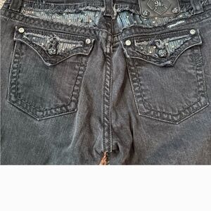 Miss Me Black Boot Cut Jeans with Sequin Accents